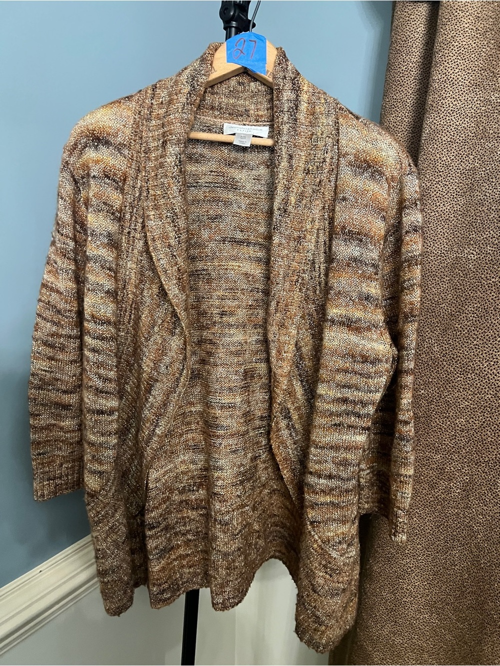 Coldwater Creek Open-Front Marled Cardigan in Brown Multi